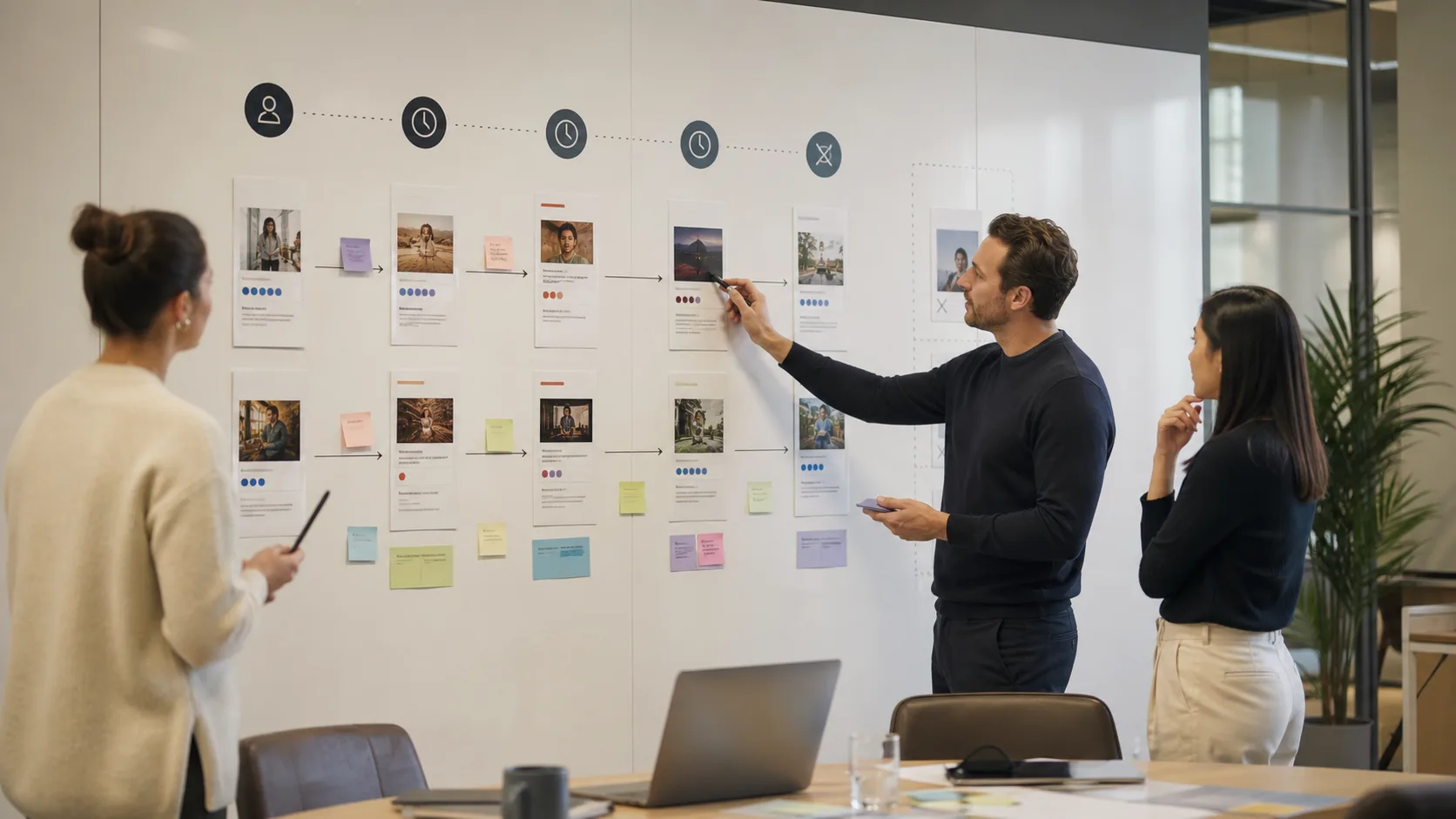 Marketing team planning a timed sequence of relevant customer follow-up messages