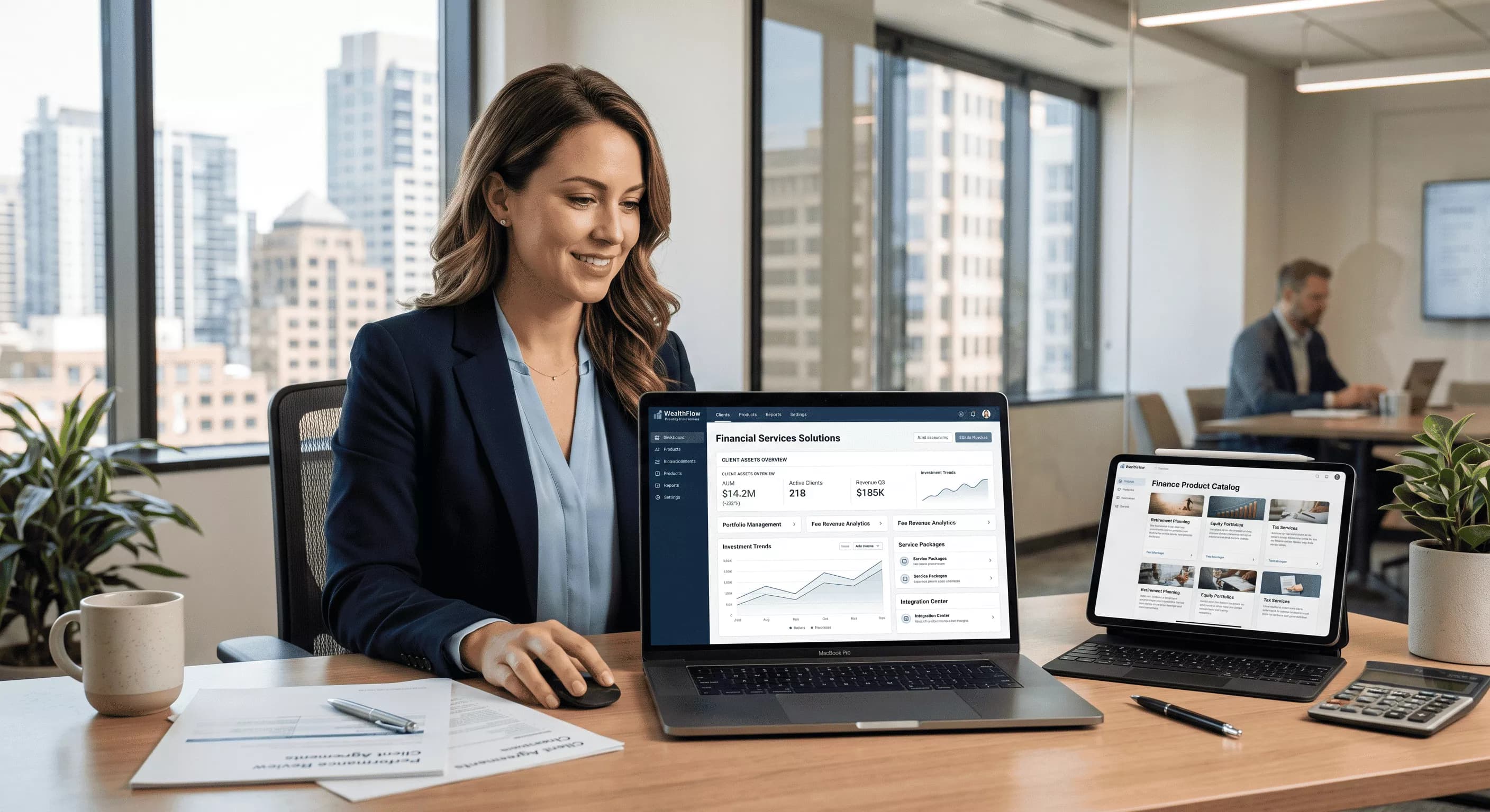 Illustrative financial operations workspace supporting the loan processing architecture