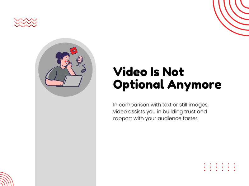 Illustration emphasizing video content marketing in digital marketing with a person using a microphone.