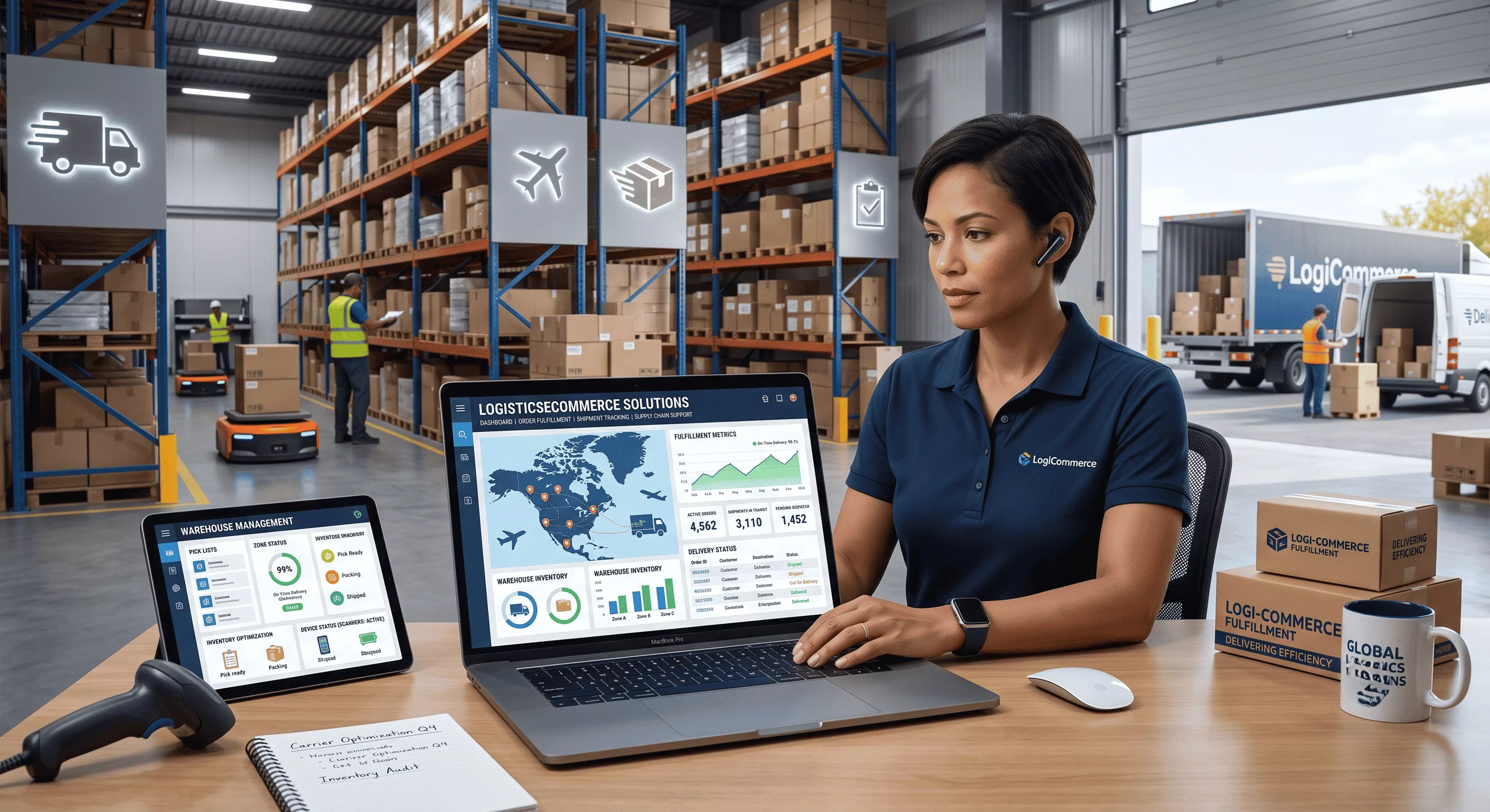 Business website and logistics dashboard for warehouse inventory management
