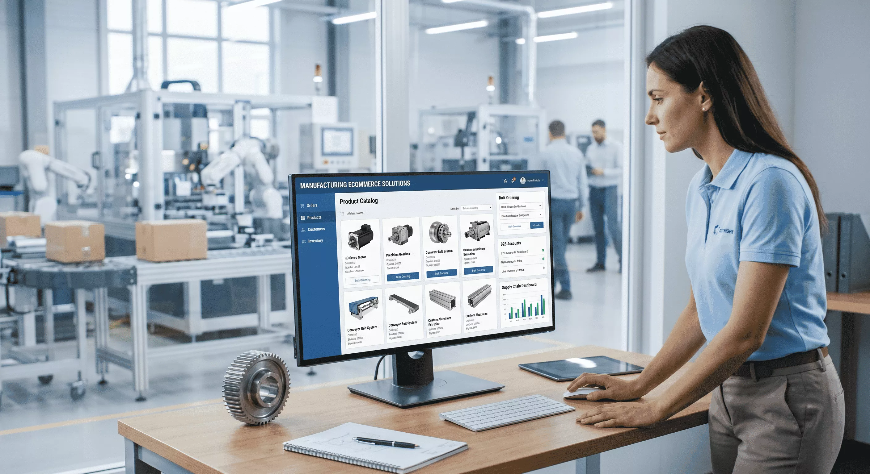 Business website dashboard for manufacturing inventory and production tracking